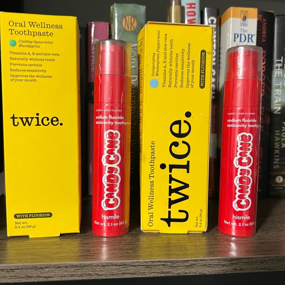 Twice mint variety and hi smile Candy Cane Toothpaste bundle